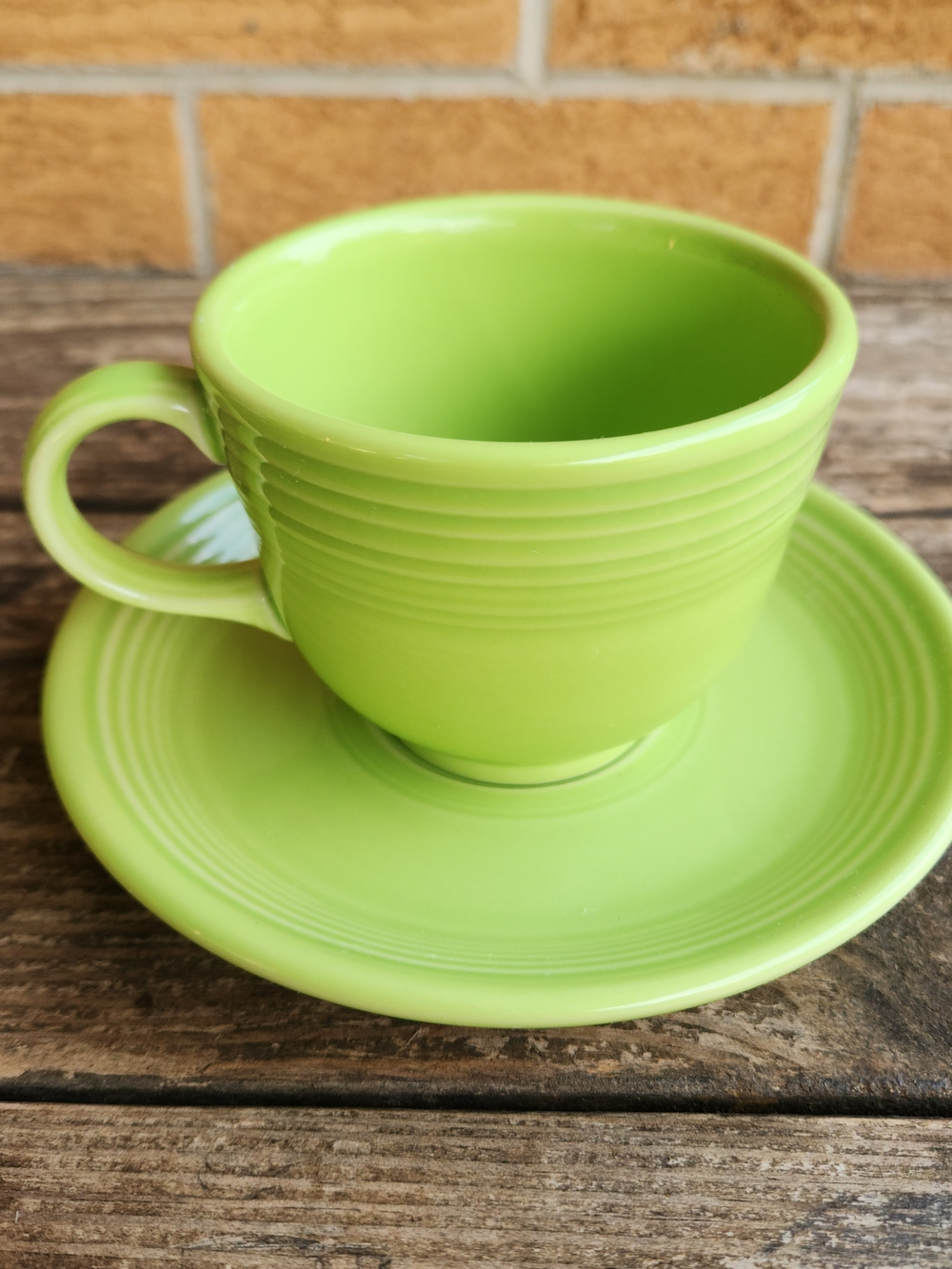 Fiesta Lime Green Ceramic Teacup & Saucer
